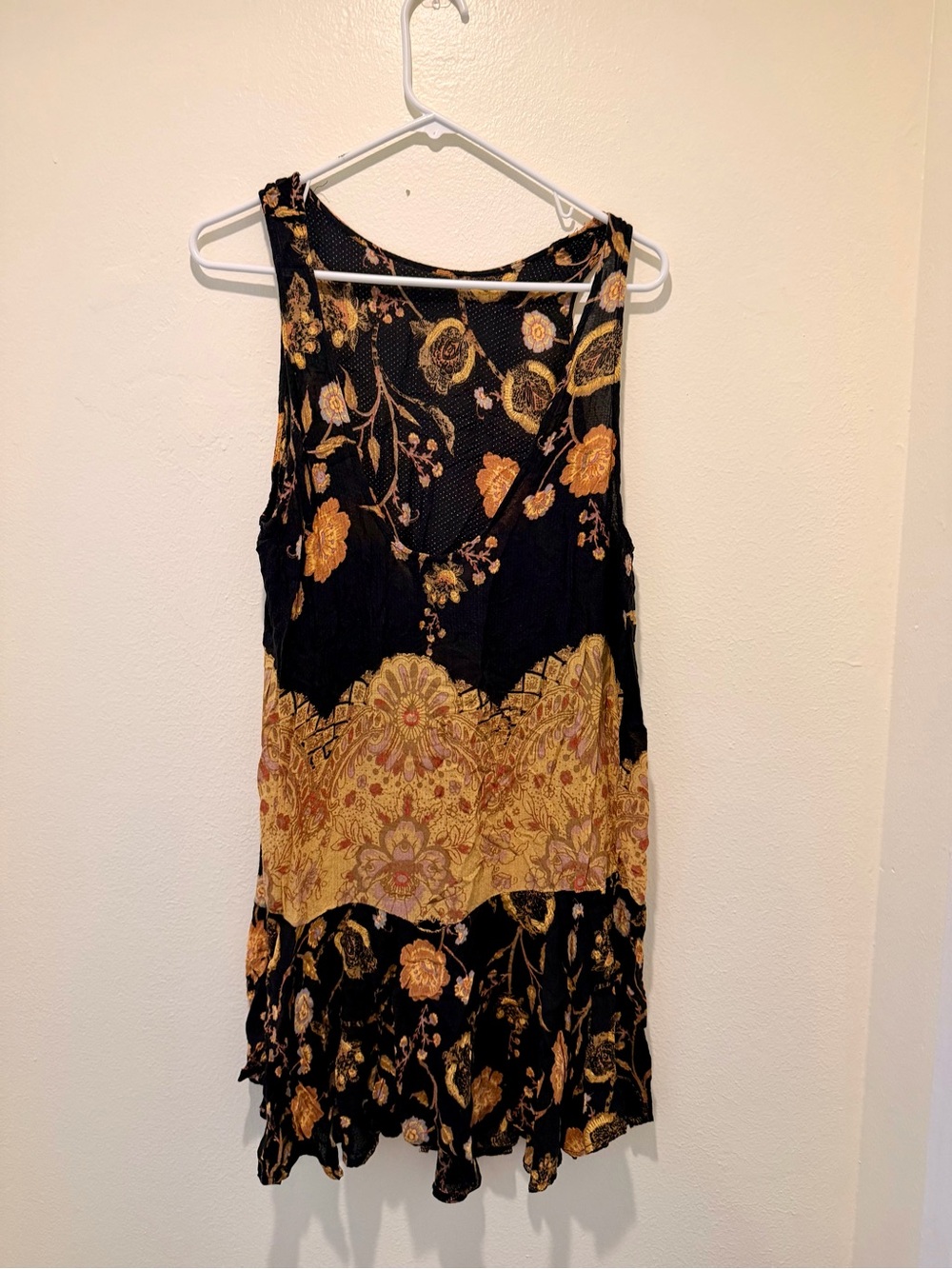 Free People Boho Floral Black and Mustard Dress - Picture 2 of 4